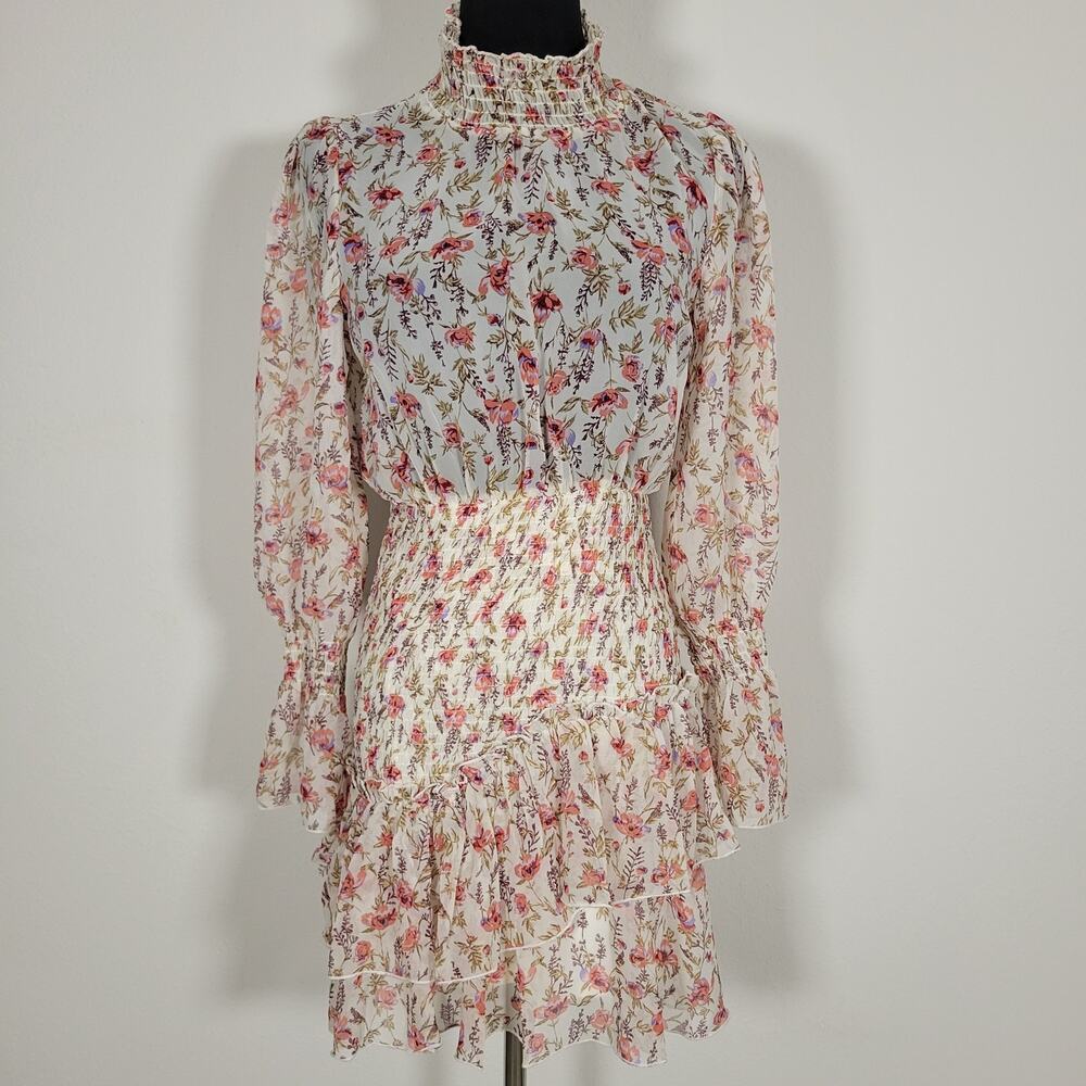 Princess Polly Guetta Floral Mini Dress Ruffled Sheer Cottagecore Fairycore 8
